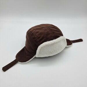 Baby Gap Infant Brown Corduroy Trapper Hat Faux Shearling Lined Up to 6 Months‎